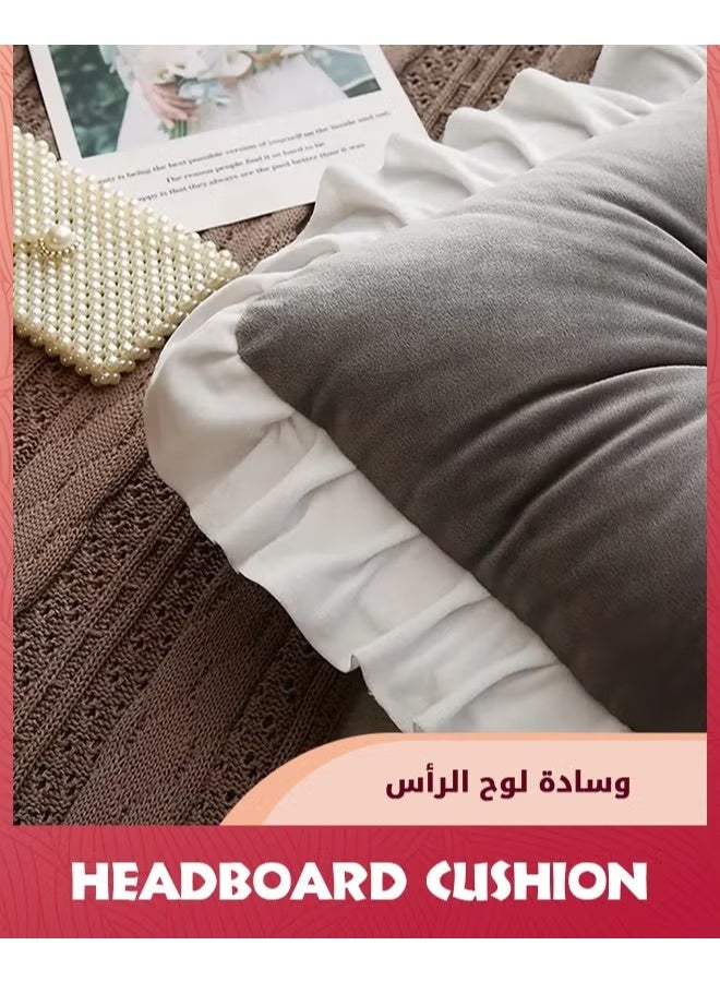 قائمة المنتجات ذات الصلة وسادة الرأس,وسادة على شكل التاج على جانب السرير مع الحواف المتحركة,قراءة وسادة السرير الناعمة مع الضماد,مناسبة لمشاهدة التلفزيون,قراءة الرأس مكبر,90X55X16CM,رمادي,, - Image 3